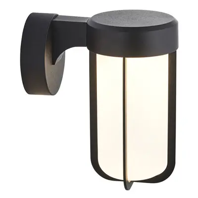 Matt Black Outdoor Wall Light & Frosted Glass Shade IP44 Rated 8W LED Module