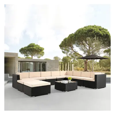 AREBOS Polyrattan garden furniture garden set lounge set seating group black cannes