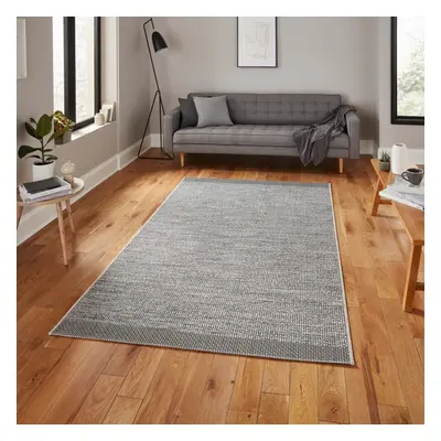 (160x230cm) Stitch Indoor Outdoor Rug in Grey Black Durable Weatherproof Mats