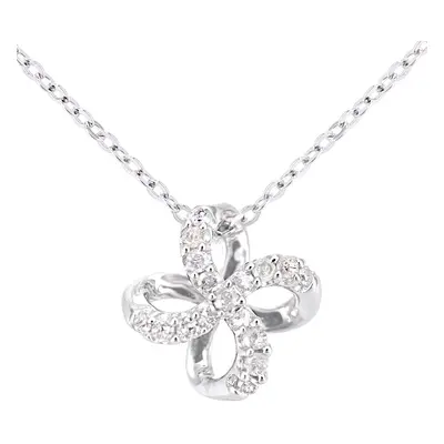 Jewelco London 9ct White Gold Round 8pts Diamond Flower Pendant Necklace inch 46cm - PP0AXL5958W