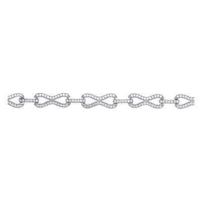 Jewelco London Ladies Sterling Silver Cubic zirconia Pave Infinity Link Tennis Bracelet 5mm 7.5 