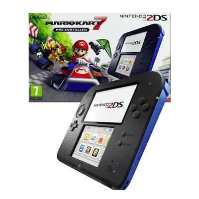 Nintendo 2DS Handheld ConsoleBlack/Blue + Pre-installed Mario Kart 3DS Bundle