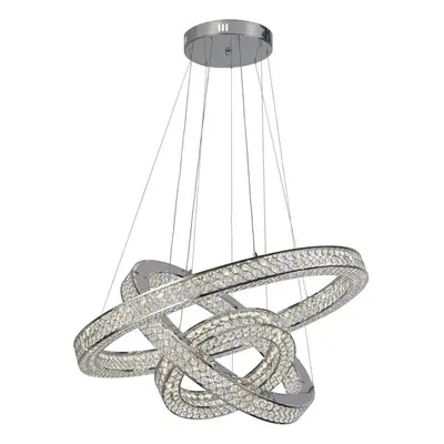 Searchlight Bands Light LED Pendant, Chrome, Crystal 4000K