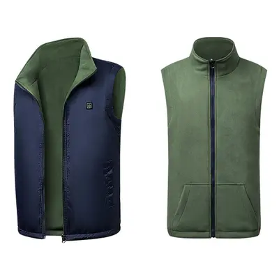 (Navy Blue, 2XL) Electric USB Winter Heated Vest Men Women Heating Jacket Winter Body Warmer