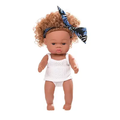 () Black Baby Dolls Soft Silicone Vinyl Play Toy Infant Reborn Handmade Doll Lifelike Newborn Gi