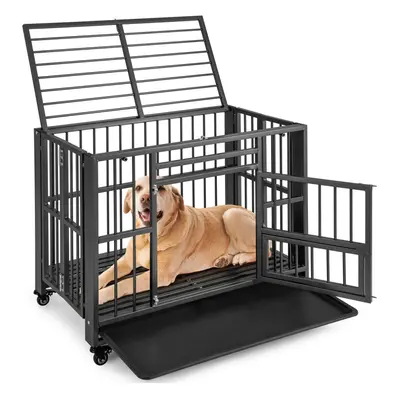 37 Inch Metal Folding Dog Crate Cage Dog Kennel Playpen with Doors