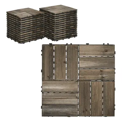 Outsunny Pcs Wooden Decking Tiles, 30x30cm Decking Boards, 2.5