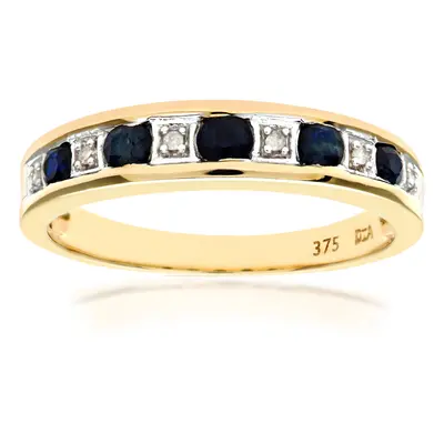 (V) Jewelco London 9ct Yellow Gold Sapphire & Diamond Eternity Ring