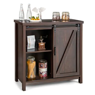 Freestanding Sideboard Buffet Storage Cabinet W/ Sliding Barn Door