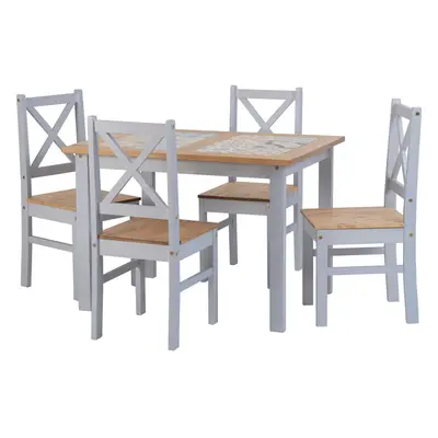 Seconique Salvador Ceramic Tile Top Dining Set - Dining Table & Chairs - Grey & Pine