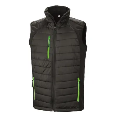 (S, Black/Lime) Result Mens Black Compass Padded Soft Shell Gilet