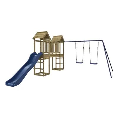 (Solid impregnated pinewood) vidaXL Outdoor Playset Wooden Playground Set Kids Swing Set Solid W