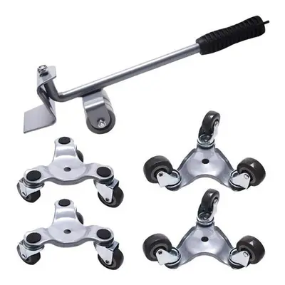 5Pcs Furniture Slider Mover & Lifter Tool Kit Easy Moving System Roller Riser Transport Trolley 