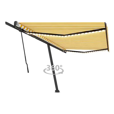 vidaXL Manual Retractable Awning with LED 500x350 cm Yellow and White Balcony