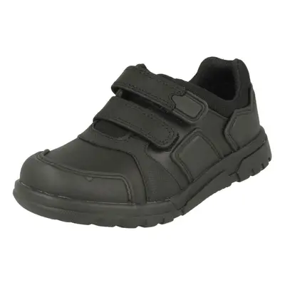 (UK Child, Black) Boys Clarks Hook & Loop School Shoes Blake Street - H Fit