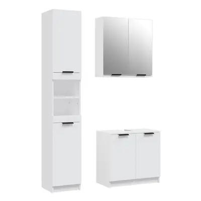 (White) vidaXL Bathroom Cabinet Set Piece Engineered Wood Vanity Unit Multi Colours