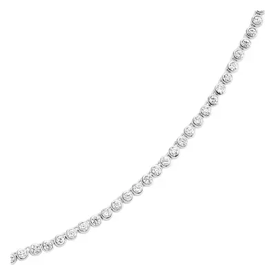 Jewelco London Ladies Sterling Silver Cubic Zirconia Bubble Eternity Tennis Necklace 4mm inch - 