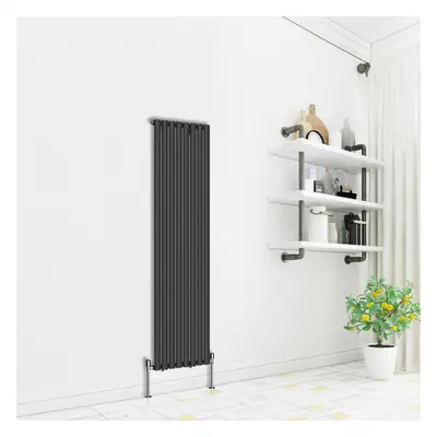 (Vertical 1800x472mm - Single) NRG Premium Black Radiator Oval Column Designer Central Heating U