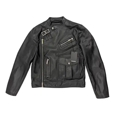 (EU 48) DSQUARED2 Mens Biker Jacket Zipped