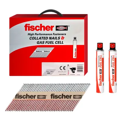 Fischer 2.8 x 75mm Ring Galvanised 1st Fix Framing Nails (2200 Box + Fuel Cells)