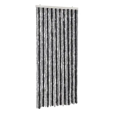 vidaXL Fly Curtain Door Curtain Fly Screen Grey and Black 100x200 cm Chenille