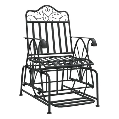 vidaXL Glider Bench cm Black Steel Outdoor Garden Patio Bench Seating Chair