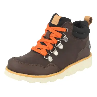 (UK 13.5 Child, Dark Brown (Brown)) Boys Clarks Casual Ankle Boots Dexy Hi Gtx - G Fit