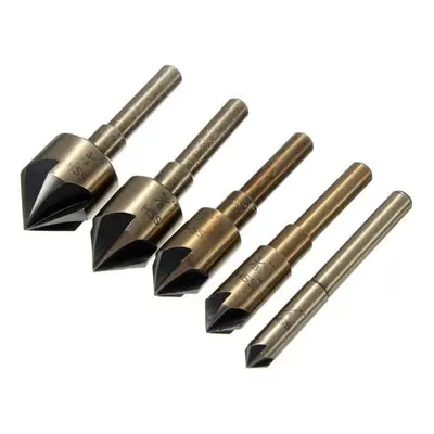 5pcs HSS Degree Deburring Bits Countersink Drill Set Wood Chamfer Chamfering Tool