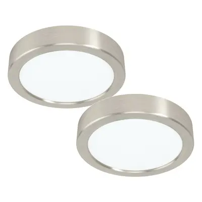 2 PACK Wall / Ceiling Light Satin Nickel 160mm Round Surface 10.5W LED 4000K