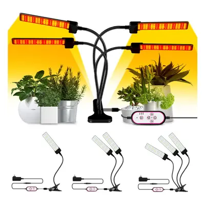 (EU Plug, Single Head) 1/2/3/4 Heads USB Plant Grow Light Strip Hydroponic with Securing Clip