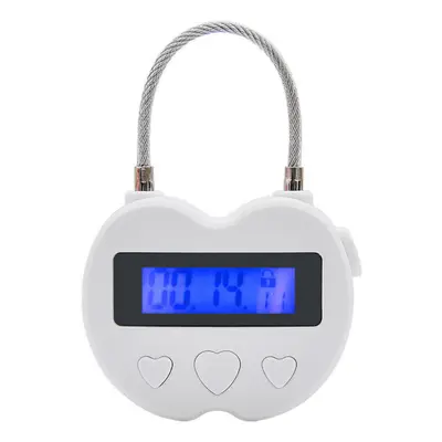 (White) Hours USB Rechargeable Time out Padlock Max Timing Lock Digital Timer Alarming Padlock w