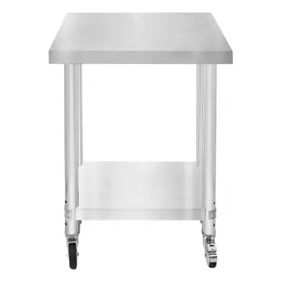 Catering Work Bench Table Stainless Steel Food Prep Kitchen Mobile 60cm x 45cm