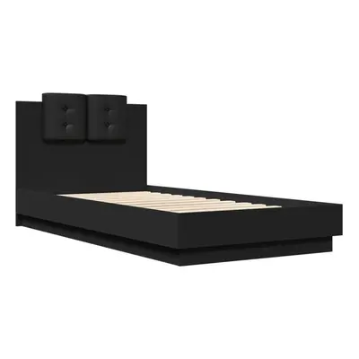 vidaXL Bed Frame with Headboard Bed Black 90x190 cm Single Engineered Wood