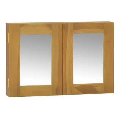 vidaXL Solid Wood Teak Mirror Cabinet Wooden Bathroom Wall Mirror Cabinet