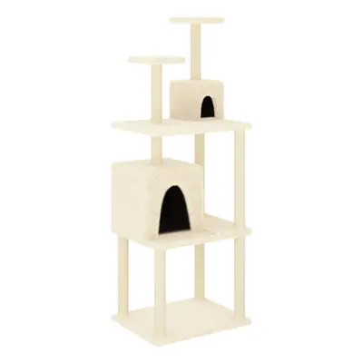 (cream) vidaXL Cat Tree with Sisal Scratching Posts Pet Cat Scratch Tower Light Grey