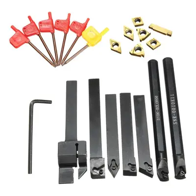 7pcs 10mm Lathe Turning Boring Bar Tool Holder with T8 Wrenches and Carbide Inserts