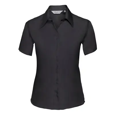 (XS, Black) Russell Collection Ladies/Womens Short Sleeve Ultimate Non-Iron Shirt