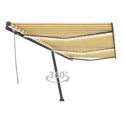 vidaXL Manual Retractable Awning with LED 600x300 cm Yellow and White Balcony