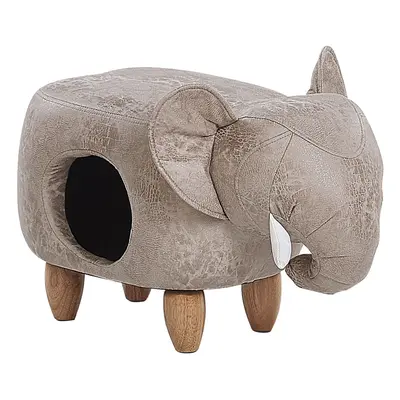 Faux Leather Storage Animal Stool Grey JUMBO