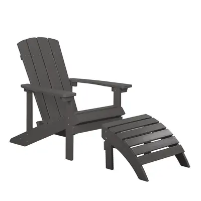 Garden Chair ADIRONDACK with Footstool Dark Grey