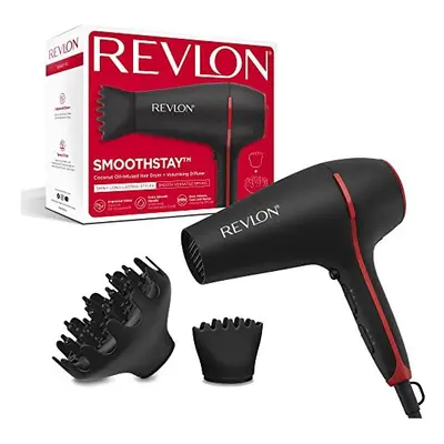 Smoothstay Coconut Oil-Infused Hair Dryer (2000 watts, Accessories for Styling Versatility: Diff