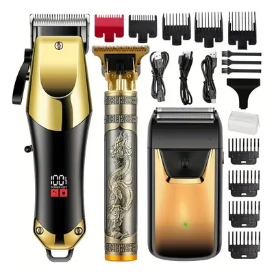 (Set) 3pcs/set Rechargeable Cordless Hair Clippers Kit for Men