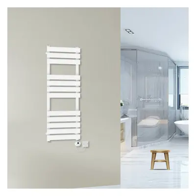 (1200x450mm-500W) WarmeHaus Prefilled Flat Panel Electric Heated Towel Rail Thermostatic Bathroo