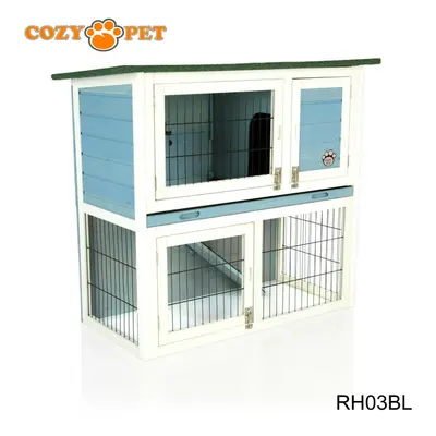 Rabbit Hutch 3ft Cozy Pet Blue Guinea Pig Hutches Run Rabbit Ferret Runs RH03BL