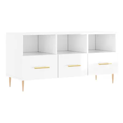 vidaXL TV Cabinet TV Unit Sideboard TV Stand High Gloss White Engineered Wood