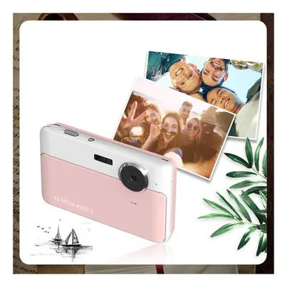 (Pink) Digital Retro Camera 2.4 inch IPS HD Screen Anti-shake Camcorder DV Cam 24MP 1080P