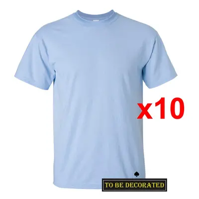 (2XL) Packs Gildan T-SHIRT Basic Tee - 5XL Small Big Men Heavy Cotton (Light Blue)