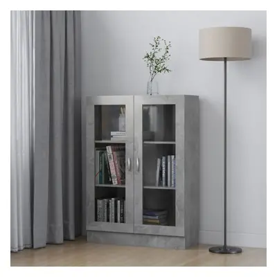 vidaXL Vitrine Cabinet Concrete Grey Chipboard Storage Rack Bookcase Sideboard