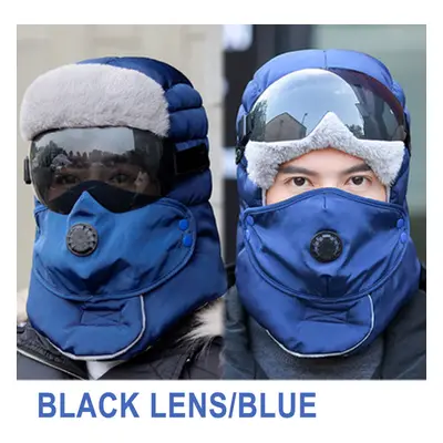 (Blue) Winter Original Design Warm Winter Hat For Women Waterproof Hood Hat With Glasses