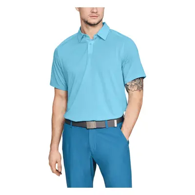 (S, Venetian Blue Heather) Under Armour Mens Threadborne Tour Short Sleeve Golf Polo Shirt